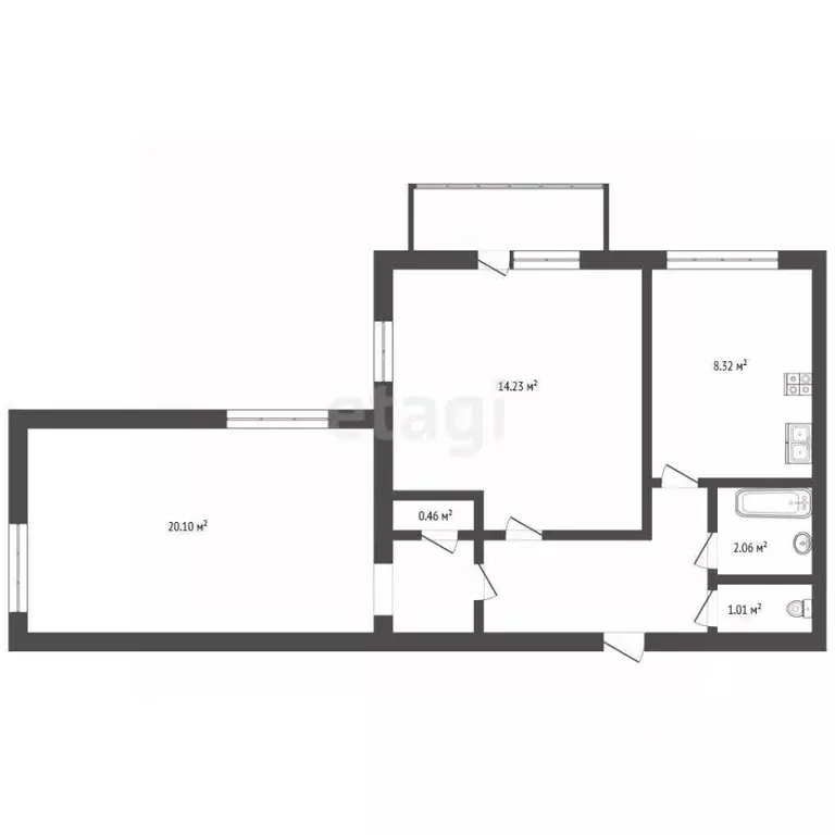 2-к кв. Санкт-Петербург ул. Стойкости, 14 (52.4 м) - Фото 2