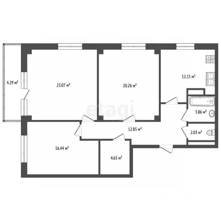 3-к кв. Ростовская область, Ростов-на-Дону просп. 40-летия Победы, ... - Фото 2