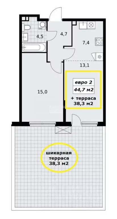 1-к кв. Москва ул. Братьев Гранат, 6 (83.0 м) - Фото 2