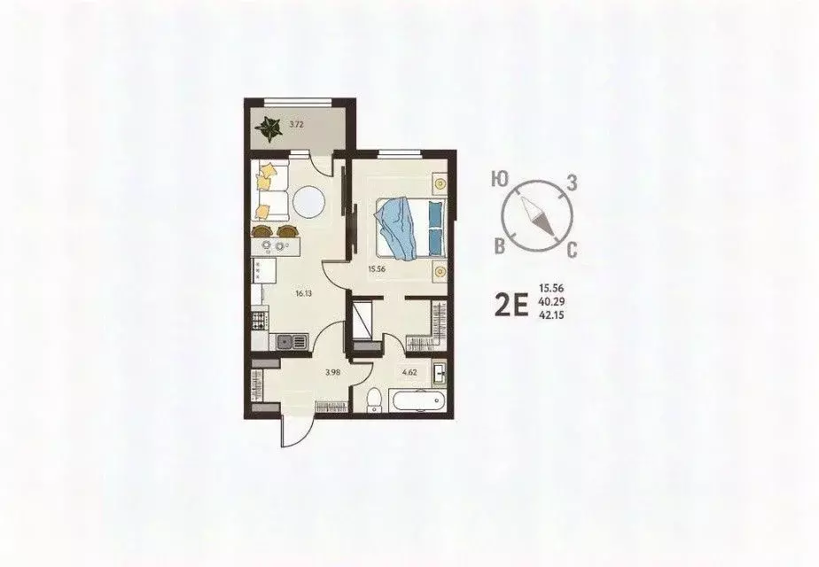 1-к кв. Курская область, Курск ул. Энгельса, 115/6 (42.2 м) - Фото 0