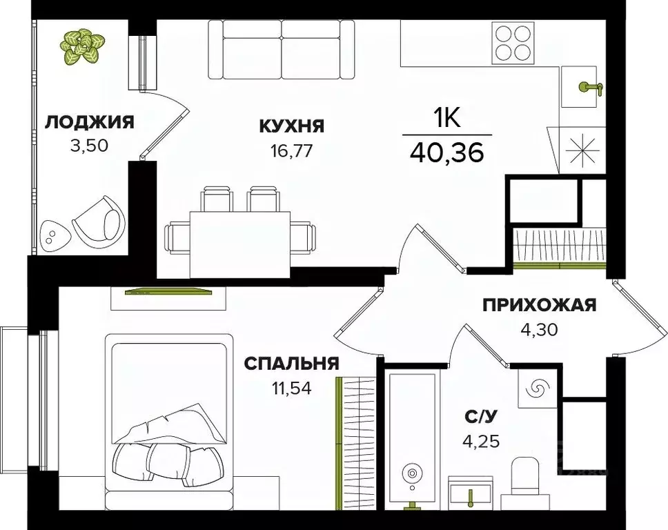 1-к кв. Тульская область, Тула ул. Академика Насоновой (40.36 м) - Фото 1