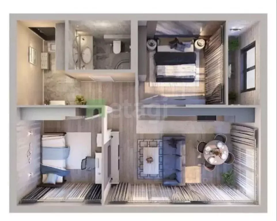 3-к кв. Татарстан, Казань ул. Новаторов, 8А (60.8 м) - Фото 2