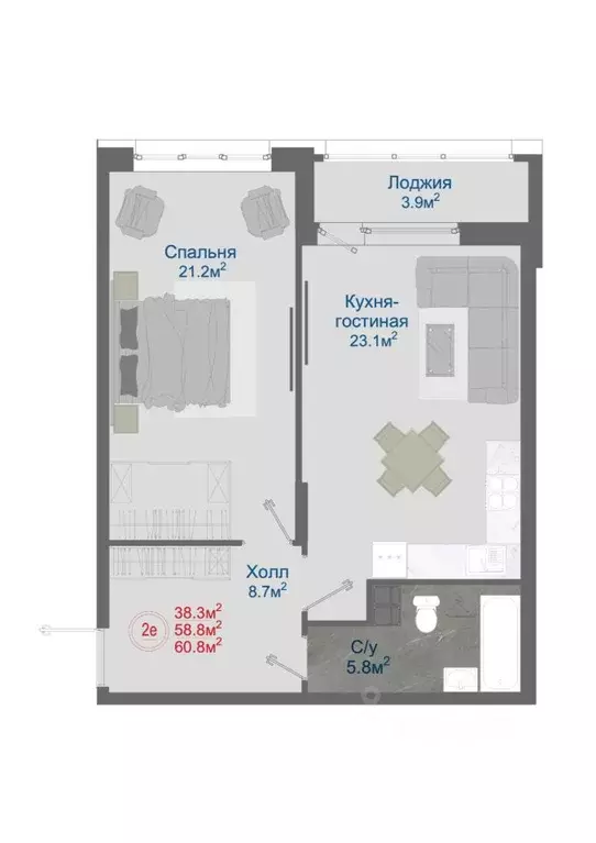 2-к кв. Воронежская область, Новоусманский район, пос. Отрадное ул. ... - Фото 0