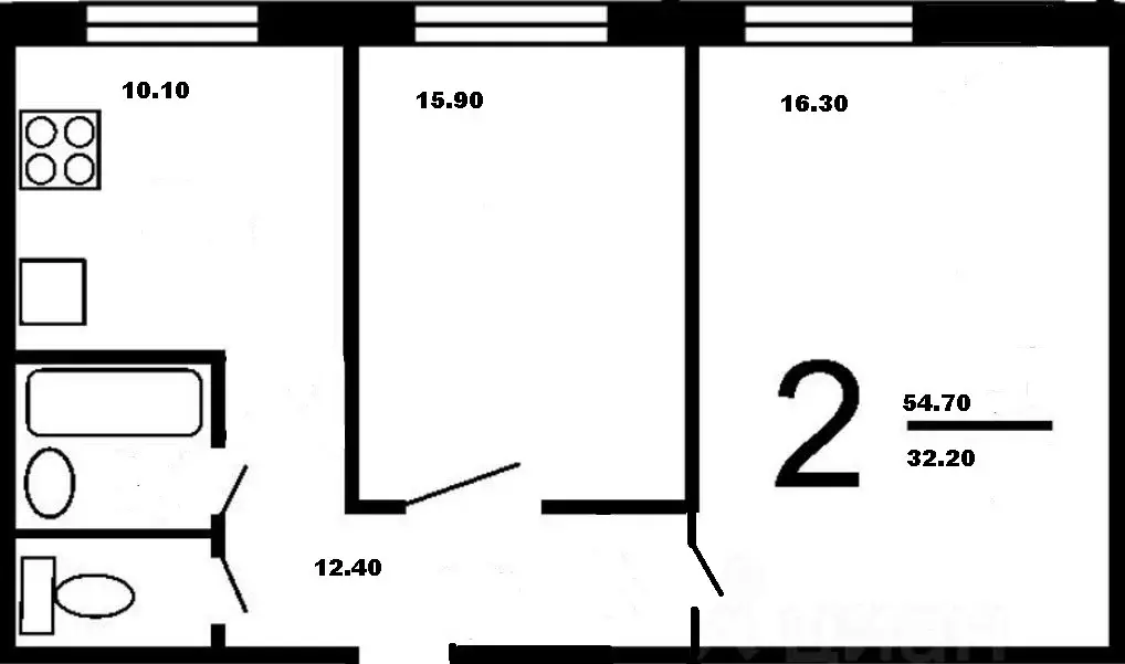 Продаётся 2-к квартира, 54.7 м - Фото 0