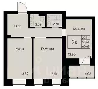 2-к кв. Красноярский край, Красноярск ул. Елены Стасовой, 72Б (60.65 ... - Фото 1