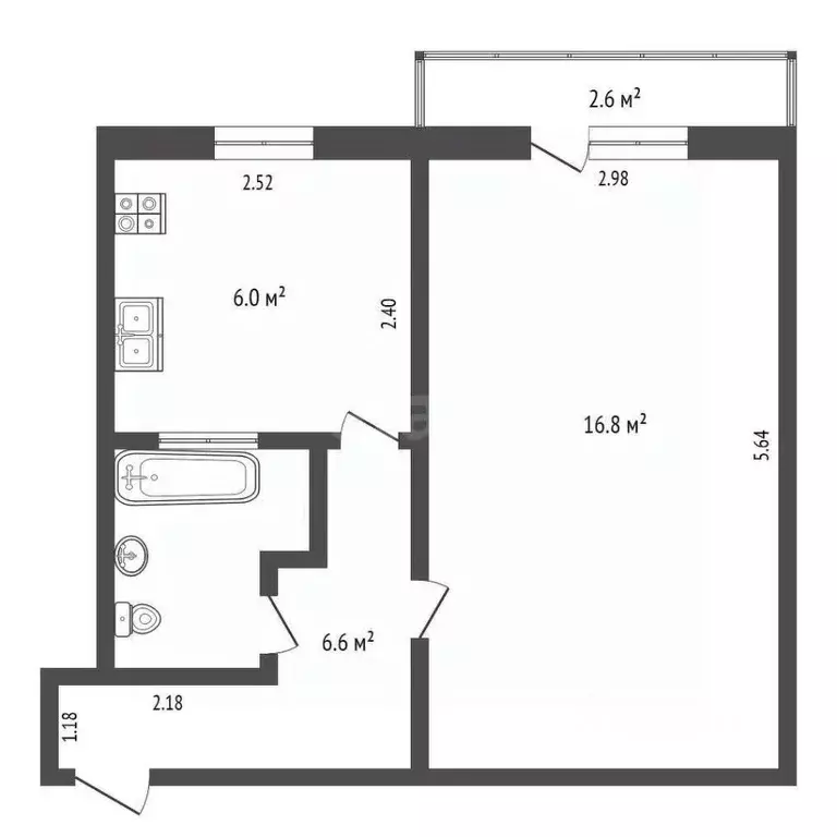 1-к кв. Ростовская область, Ростов-на-Дону Красноармейская ул., 5А ... - Фото 2