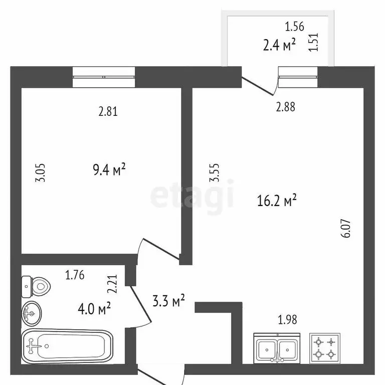 1-комнатная квартира: Евпатория, улица 60 лет ВЛКСМ, 31/4 (33.3 м) - Фото 1