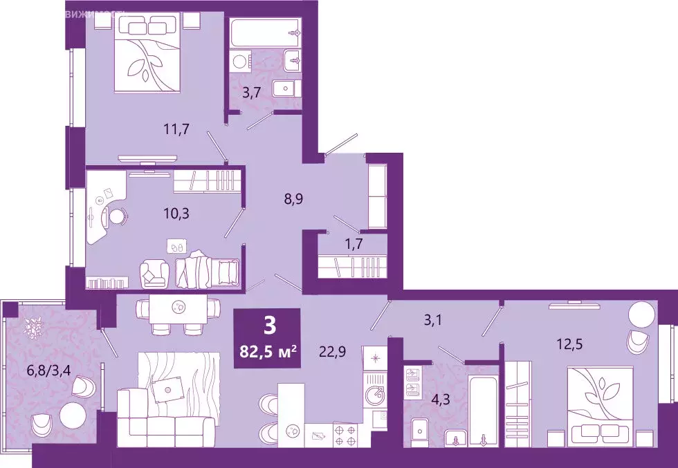 3-комнатная квартира: Калининград, Ключевая улица, 27В (83.4 м) - Фото 0