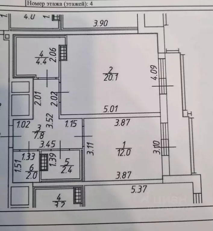 1-к кв. Санкт-Петербург Общественный пер., 5 (48.7 м) - Фото 2