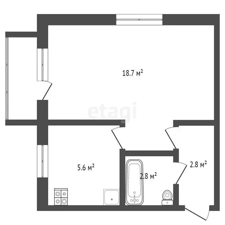 1-комнатная квартира: Киселёвск, Весёлая улица, 43 (29.9 м) - Фото 0