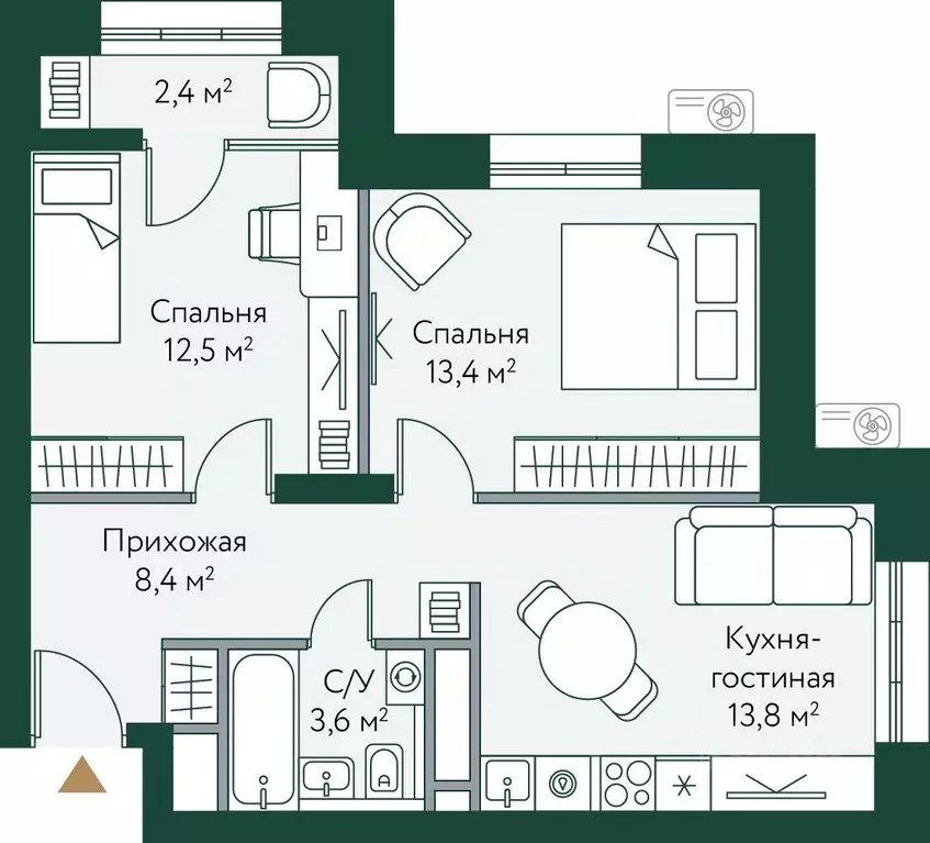 2-к кв. Волгоградская область, Волгоград Новосибирская ул., 74 (54.1 ... - Фото 0
