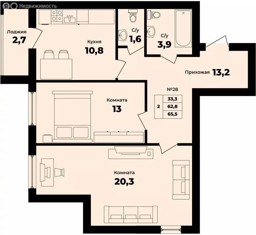 2-комнатная квартира: Калининградская область, Гурьевский ... - Фото 1