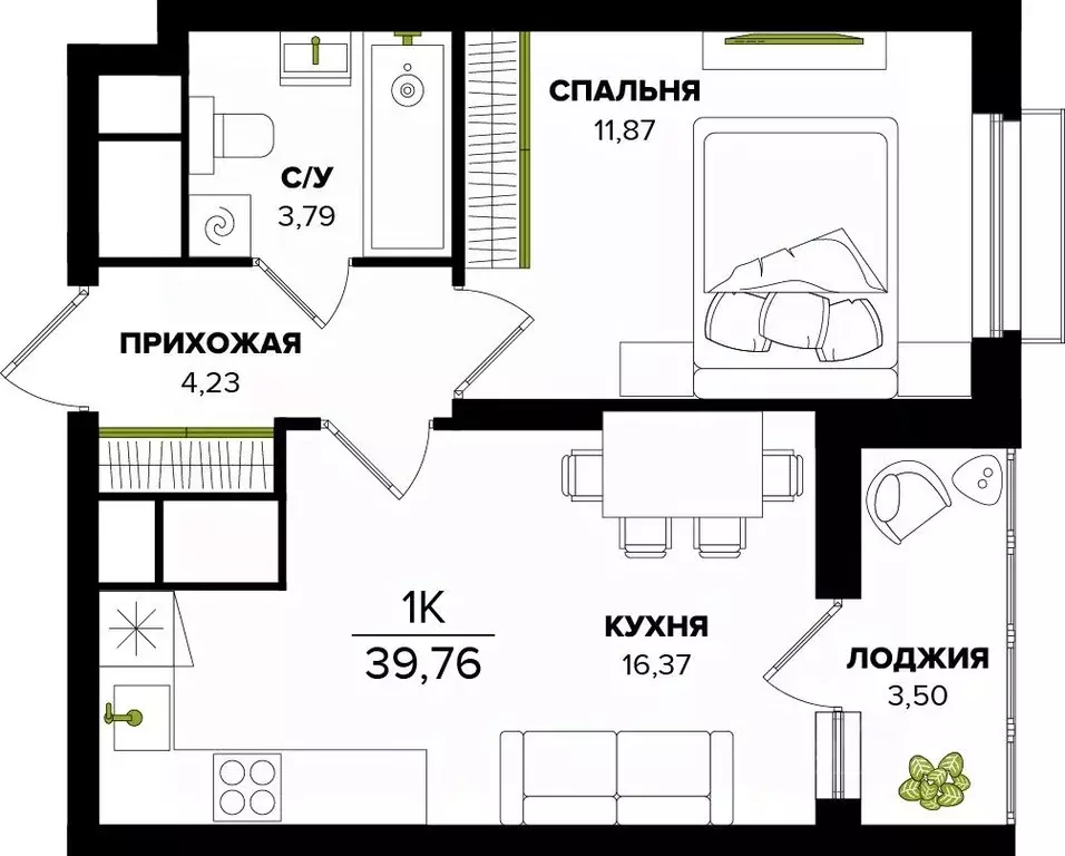 1-к кв. Тульская область, Тула  (39.76 м) - Фото 0