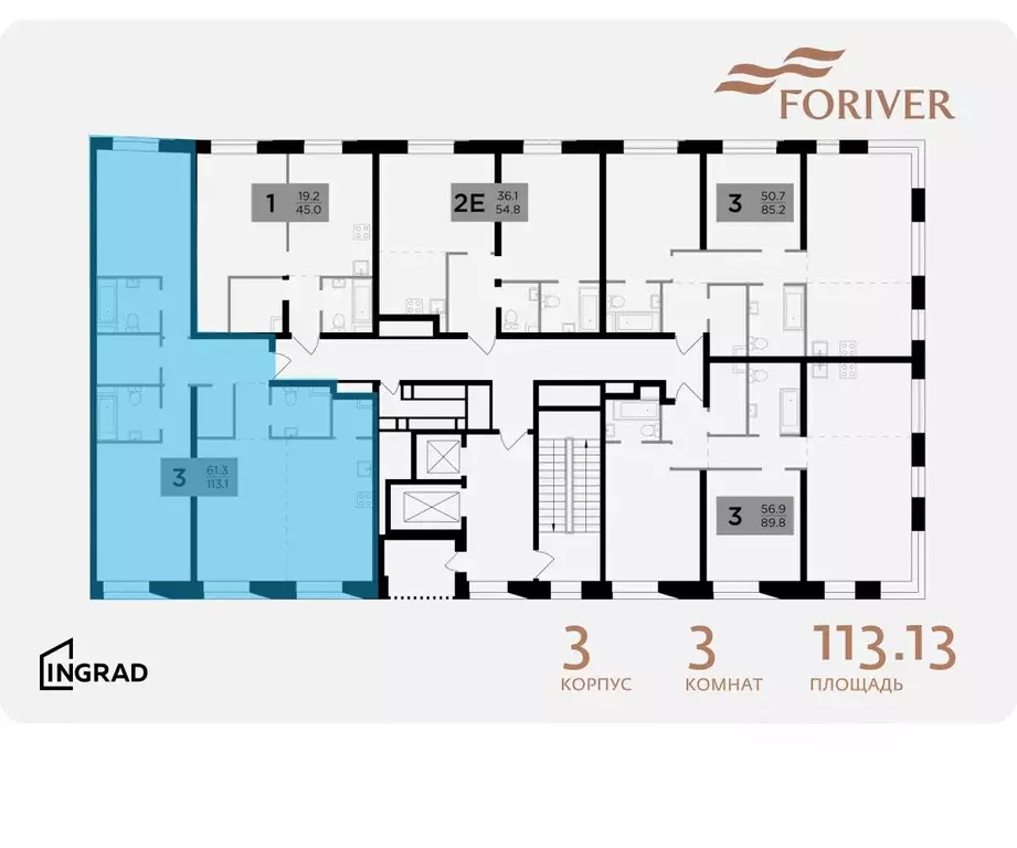 3-к кв. Москва Г мкр, Форивер жилой комплекс, 3 (113.13 м) - Фото 1