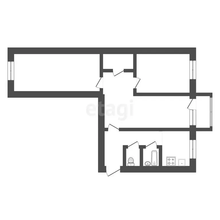 3-комнатная квартира: Благовещенск, улица Мухина, 8 (59.7 м) - Фото 0