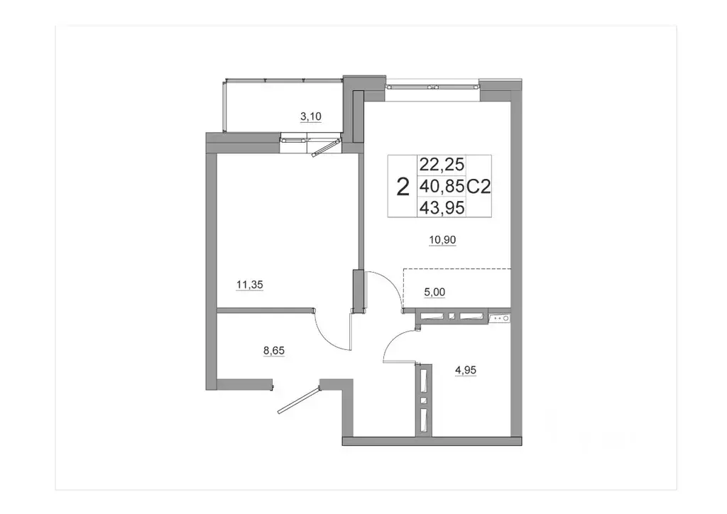 2-к кв. Красноярский край, Красноярск Норильская ул., 58 (43.95 м) - Фото 1