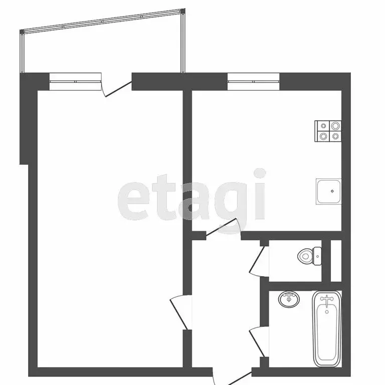 1-комнатная квартира: Тюмень, проезд Стахановцев, 1 (32.9 м) - Фото 1