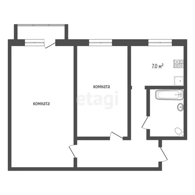2-комнатная квартира: Клин, улица 50 лет Октября, 11 (46.4 м) - Фото 1