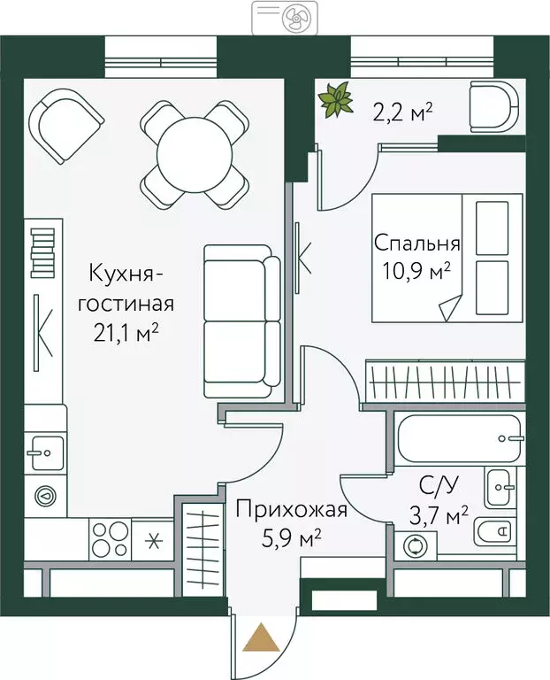 1-комнатная квартира: Волгоград, 221-й микрорайон (43.8 м) - Фото 0