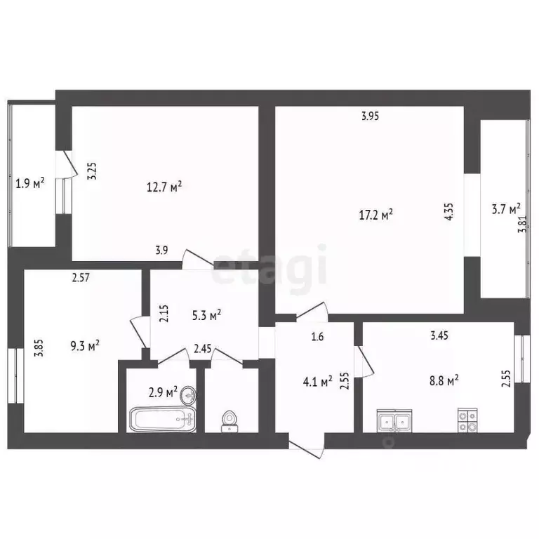 3-к кв. Ростовская область, Аксай Садовая ул., 14А (66.0 м) - Фото 2