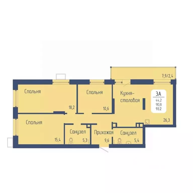 3-к кв. Красноярский край, Красноярск Свободный просп. (93.2 м) - Фото 1