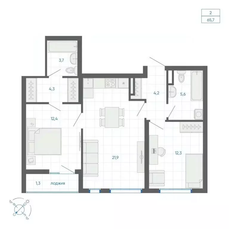 2-к кв. Свердловская область, Екатеринбург Академический мкр, 12-й ... - Фото 0