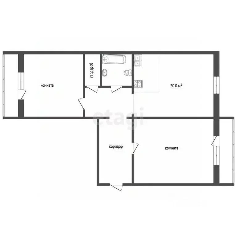 2-к кв. Тюменская область, Тюмень ул. Урицкого, 14 (74.2 м) - Фото 1