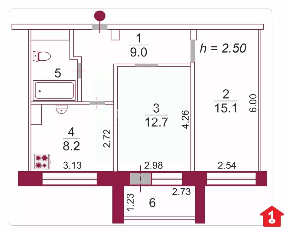 2-к кв. Омская область, Омск Городок Нефтяников мкр, ул. Круговая, 4Б ... - Фото 2