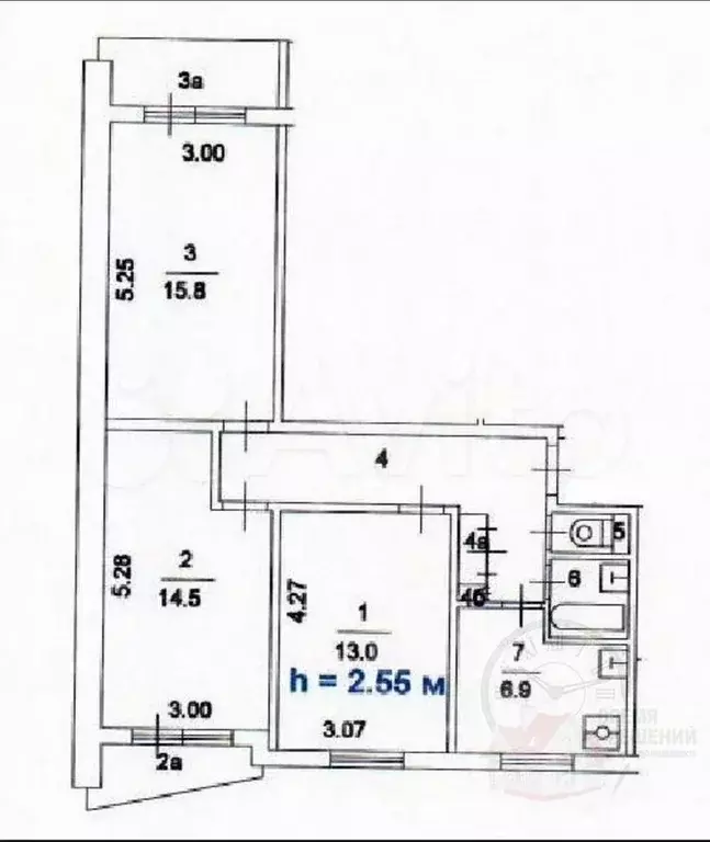 3-к. квартира, 63,7 м, 2/12 эт. - Фото 0