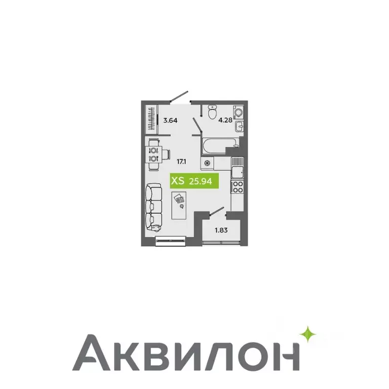 Студия Архангельская область, Северодвинск Аквилон Севен жилой ... - Фото 0