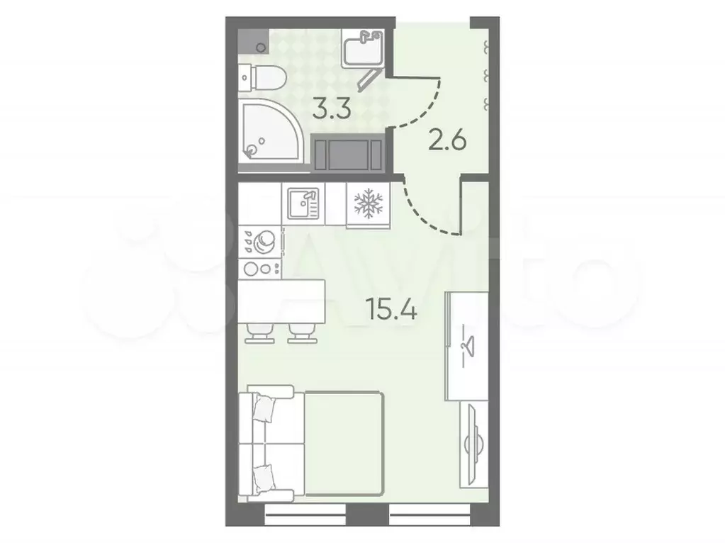 Квартира-студия, 21,3 м, 21/25 эт. - Фото 0
