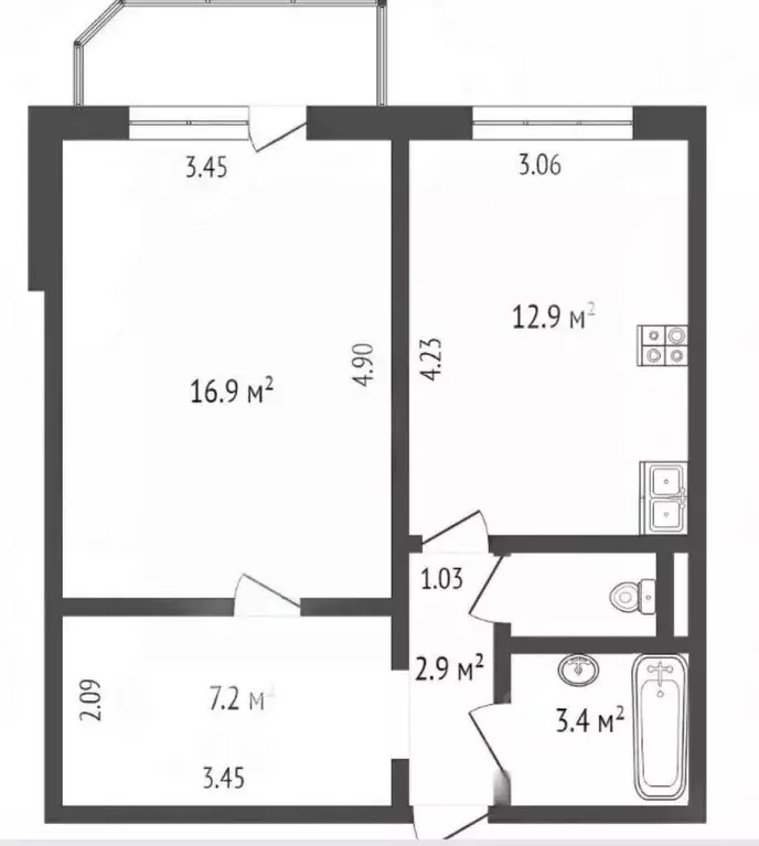 1-к кв. Тюменская область, Тюмень Широтная ул., 122 (46.0 м) - Фото 2