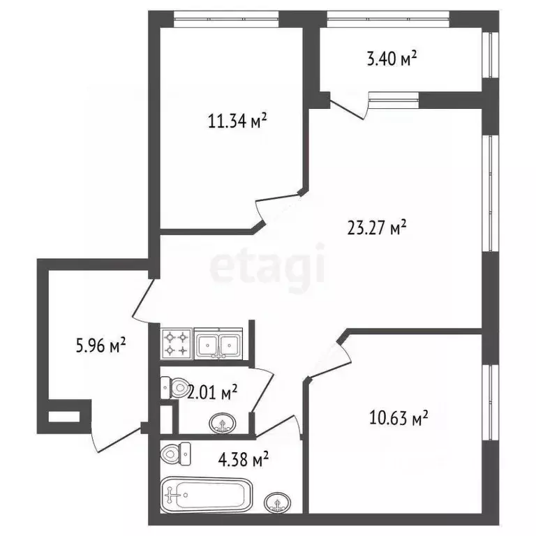 2-к кв. Санкт-Петербург ул. Коли Томчака, 3 (58.89 м) - Фото 1