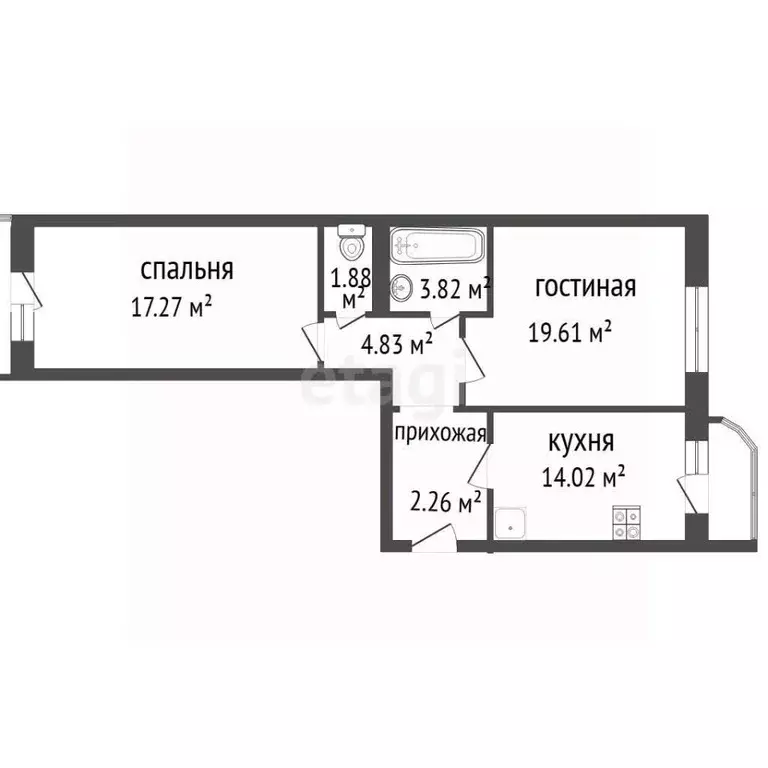 2-к кв. Воронежская область, Воронеж ул. Шишкова, 70а (68.0 м) - Фото 2