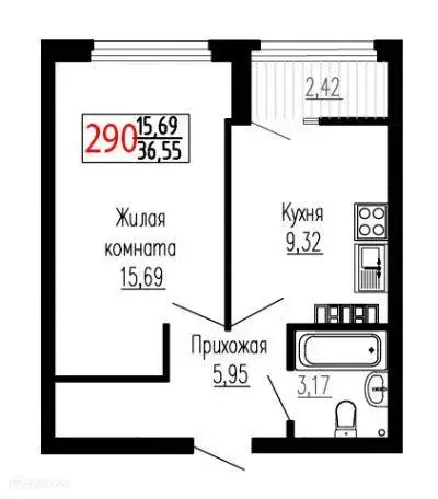 Продаётся 1-к квартира, 36.6 м - Фото 0