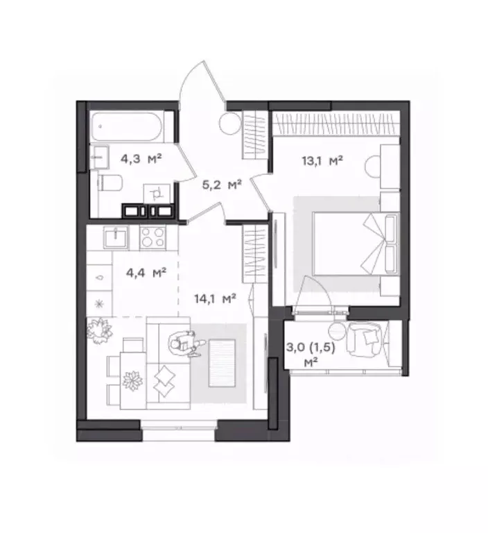 1-к кв. Ярославская область, Ярославль Тутаевское ш., 93Б (42.6 м) - Фото 1