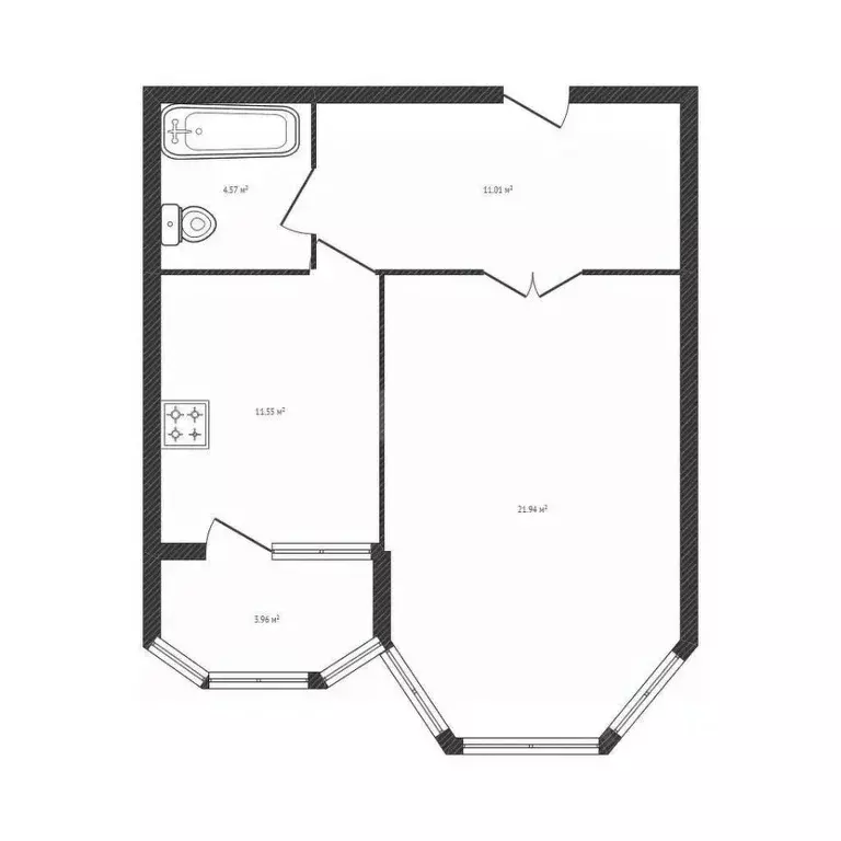 1-к кв. Брянская область, Брянск Красноармейская ул., 42 (48.6 м) - Фото 2