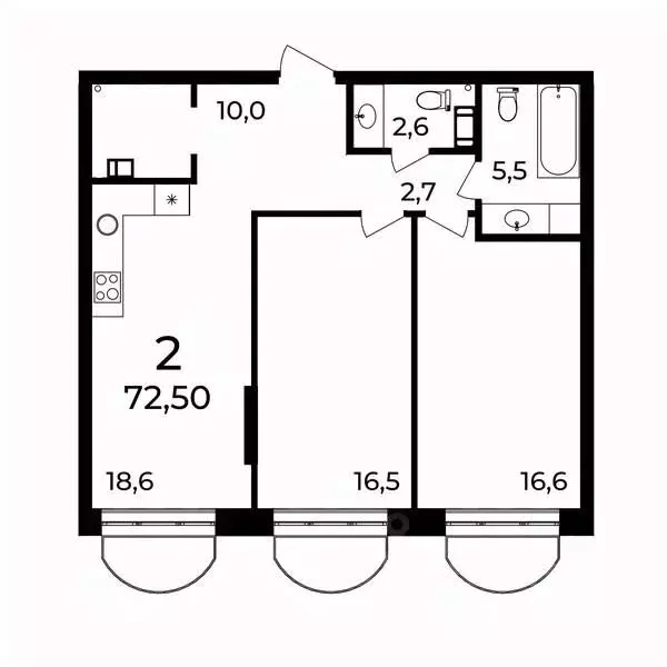 2-к кв. Нижегородская область, Нижний Новгород ул. Воровского, 8 (72.5 ... - Фото 1