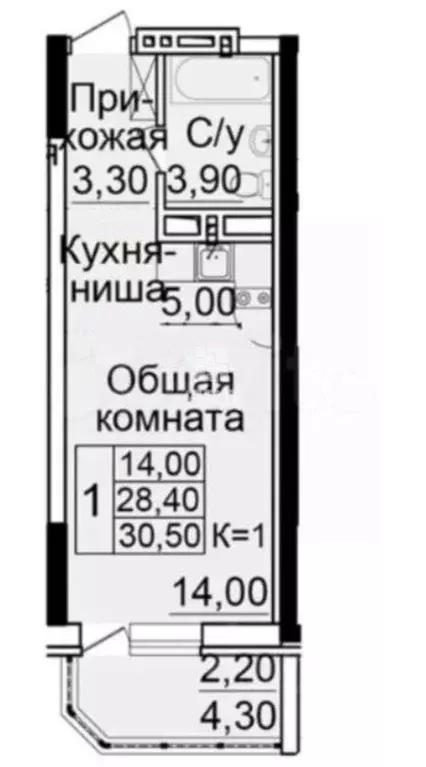 Студия Ростовская область, Ростов-на-Дону Белокалитвинская ул. (30.5 ... - Фото 2