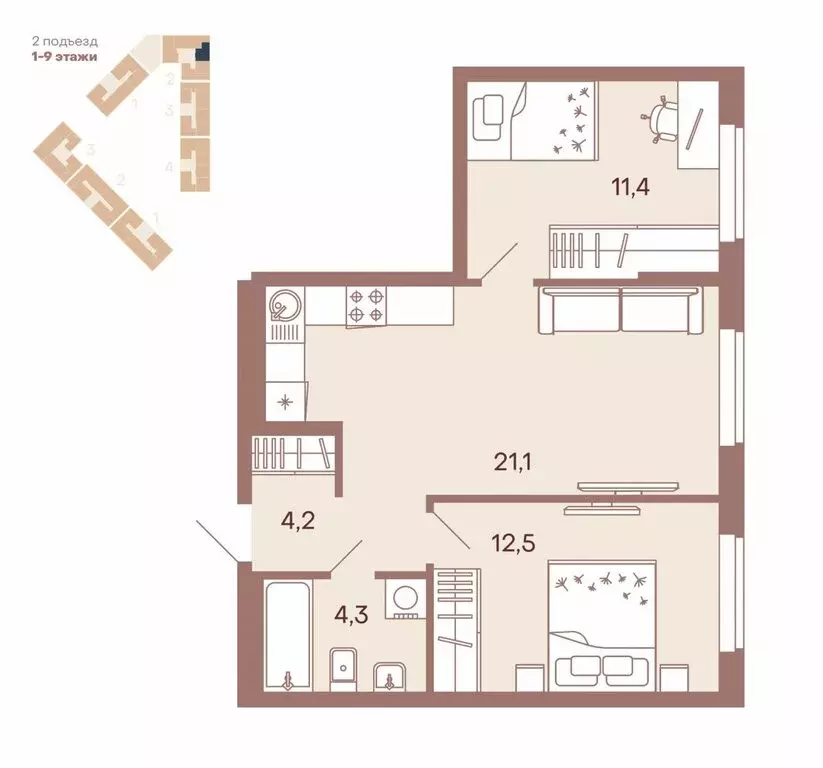 3-комнатная квартира: Пенза, улица Измайлова, 38к2 (53 м) - Фото 0