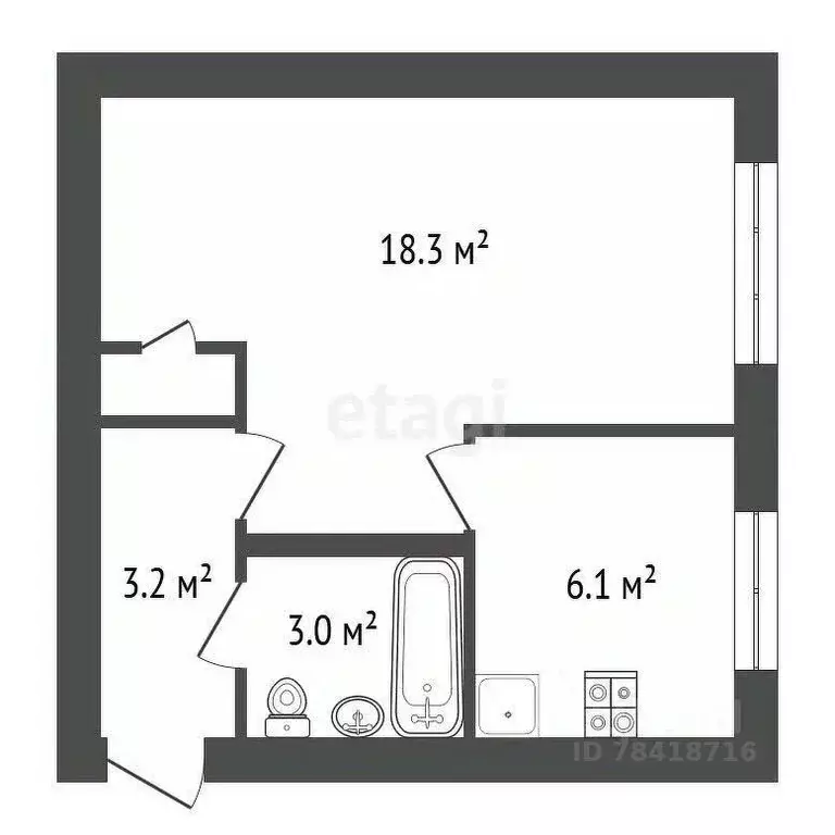 1-к кв. Калужская область, Белоусово Жуковский район, ул. Гурьянова, ... - Фото 2