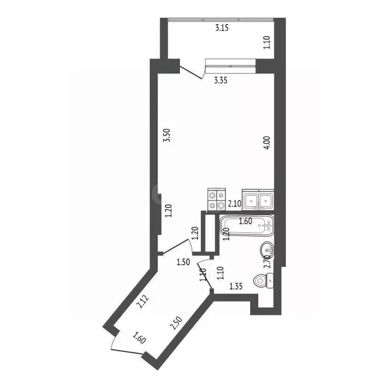 Студия Саха (Якутия), Якутск 203-й мкр, 35/1 (23.6 м) - Фото 2