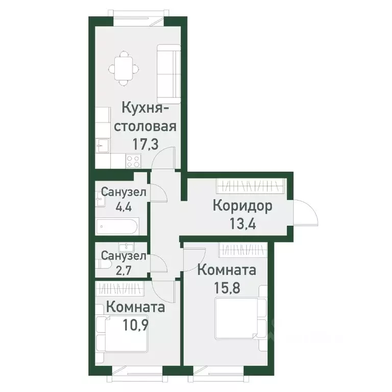 2-к кв. Челябинская область, Челябинский городской округ, пос. ... - Фото 0