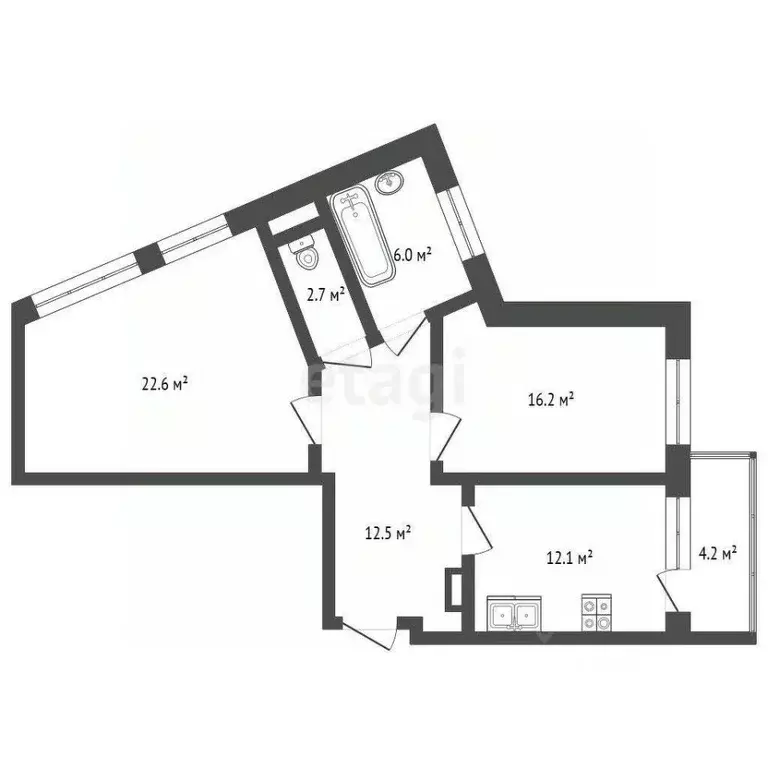 2-к кв. Чувашия, Новочебоксарск ул. Строителей, 6 (72.4 м) - Фото 2