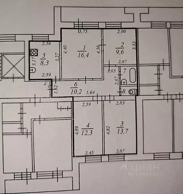 4-к кв. Коми, Сыктывкар Октябрьский просп., 3 (74.6 м) - Фото 2