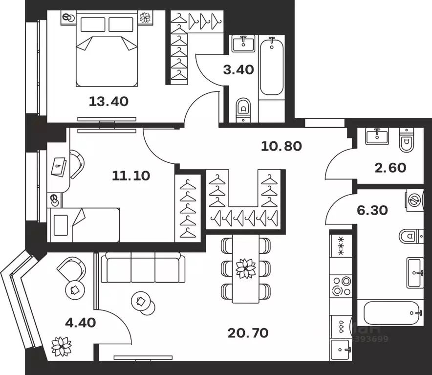 3-к кв. Тульская область, Тула ул. Михеева (72.7 м) - Фото 0
