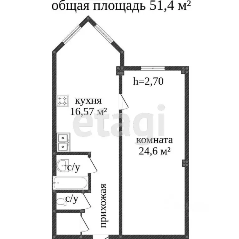 1-к кв. ханты-мансийский ао, сургут ул. профсоюзов, 38 (51.4 м) - Фото 1