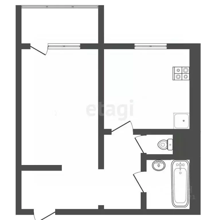 1-к кв. Удмуртия, Ижевск ул. Е.М. Кунгурцева, 33 (33.8 м) - Фото 1