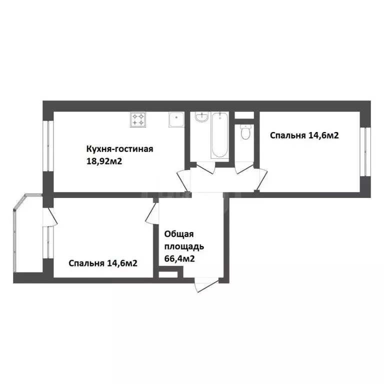 2-к кв. Тюменская область, Тюмень Широтная ул., 192к1 (66.3 м) - Фото 2