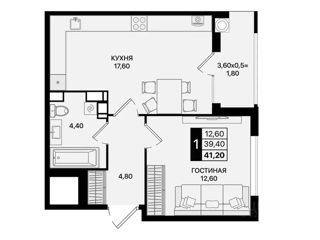 1-к кв. Ростовская область, Ростов-на-Дону Движение61 жилой комплекс ... - Фото 2
